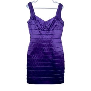 Lauren Ralph Lauren Women’s Purple Satin Bandage Bodycon Cocktail Dress Size 12